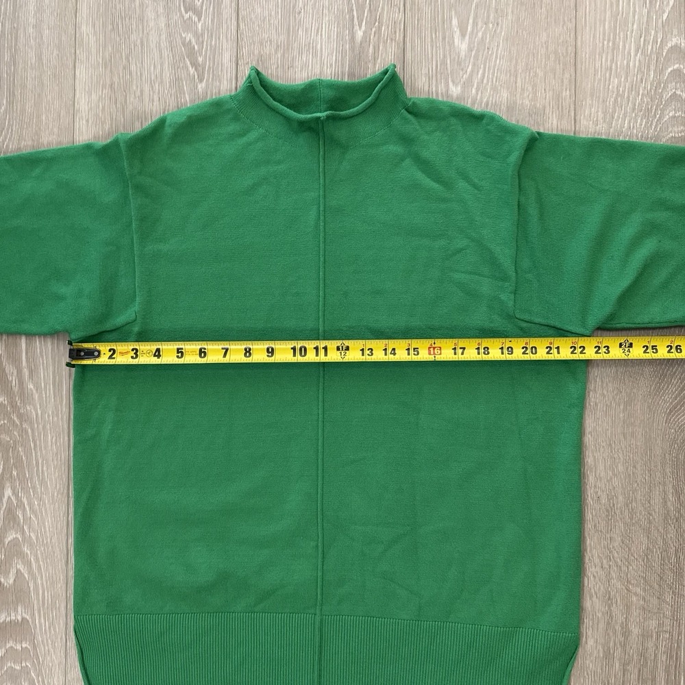 Kelly Green Sweater Mock Neck Size XL Pullover Long Sleeve Knit Details - Picture 4 of 8